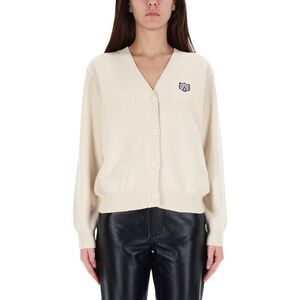 KENZO Tiger Embroidered V-Neck Cardigan Women WHITE Sweaters & Knitwear